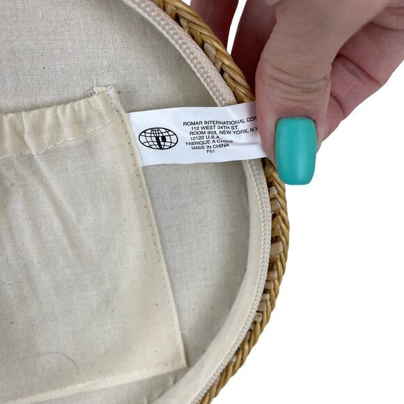 Romar Corp 90's Coastal Round Woven Rattan Clutch Purse Straw Handbag Neutral - Picture 11 of 16